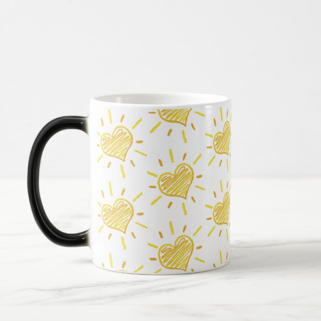 Magic Two-colour coffee mug with hearts design. (Gauche)