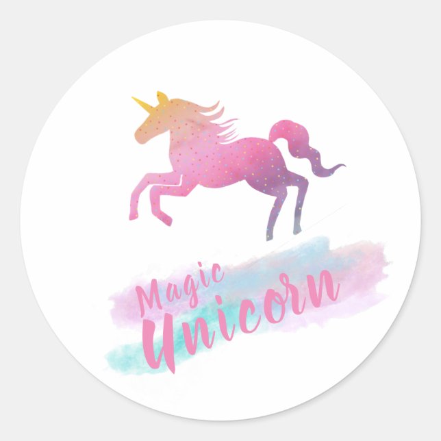 Magic Unicorn Classic Round Sticker (Front)