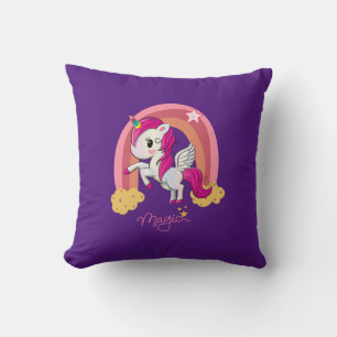 Magic Unicorn Fan Club Throw Pillow