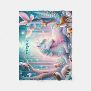 Magic Unicorn, Nursery Baby/ Kids Custom Name Fleece Blanket