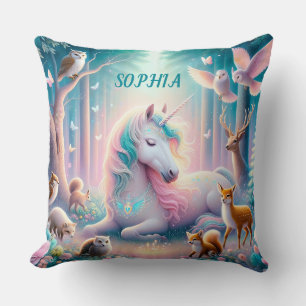 Magic Unicorn, Nursery Baby/ Kids Custom Name Throw Pillow