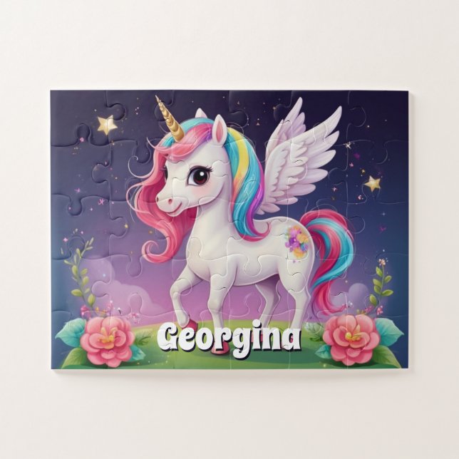 Magic Unicorn Personalized Jigsaw Puzzle (Horizontal)