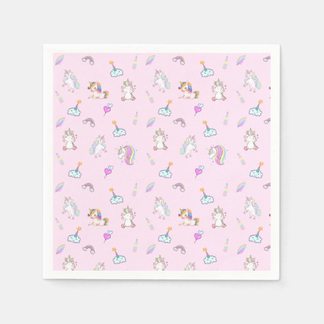 Magic Unicorn rainbow gradient 1st birthday party Napkin (Front)