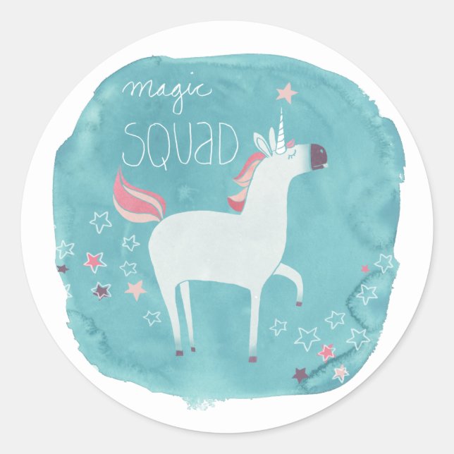 Magic Unicorn Squad Classic Round Sticker (Front)