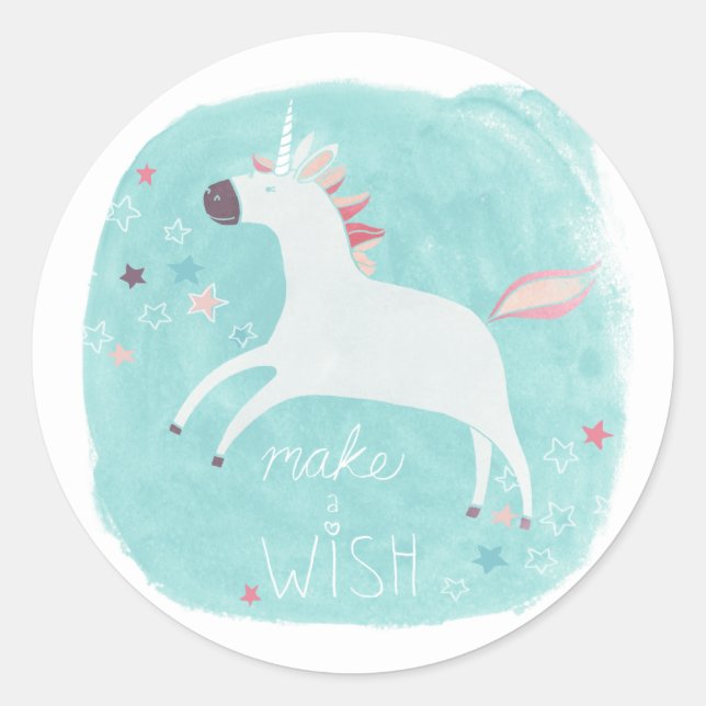 Magic Unicorn Squad - Make a Wish Classic Round Sticker (Front)