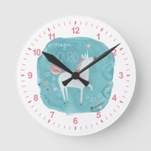 Magic Unicorn Squad Round Clock