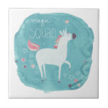 Magic Unicorn Squad Tile<br><div class="desc">Magic Unicorn Squad III by June Erica Vess. Features a unicorn with a watercolor pastel background.</div>