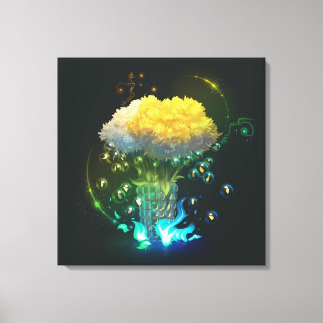 Magic vase with flowers Stretched Canvas Print (Front)