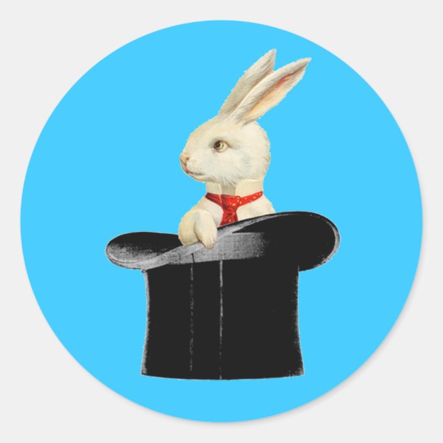 magic vintage top hat rabbit classic round sticker (Front)