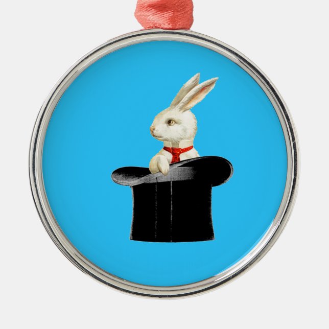 magic vintage top hat rabbit metal ornament (Front)