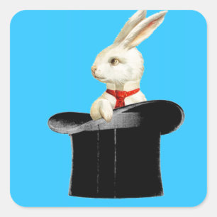 magic vintage top hat rabbit square sticker