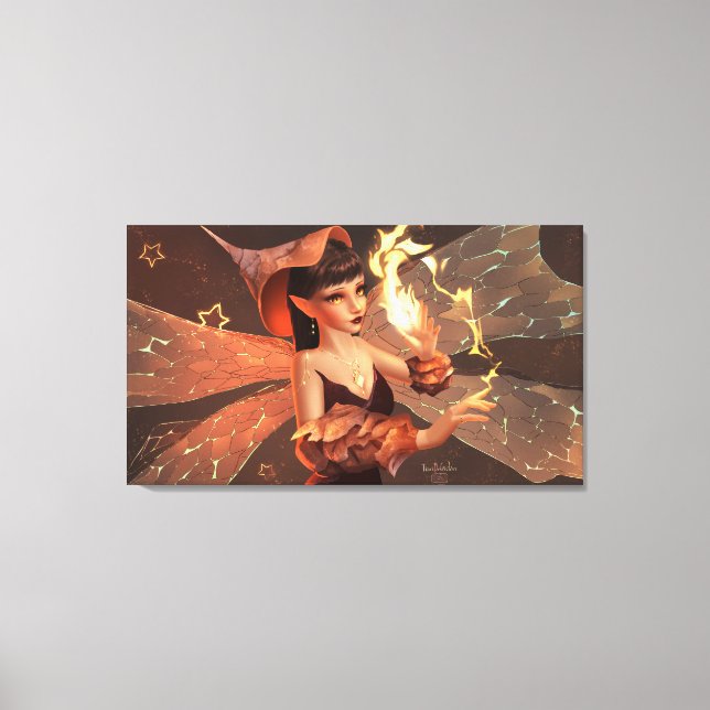 Magic Wall Decor with Fairy Illustration on Canvas (Front)