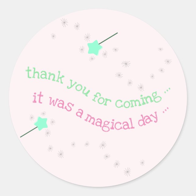 Magic Wand Babyshower 'Thank You' Classic Round Sticker (Front)