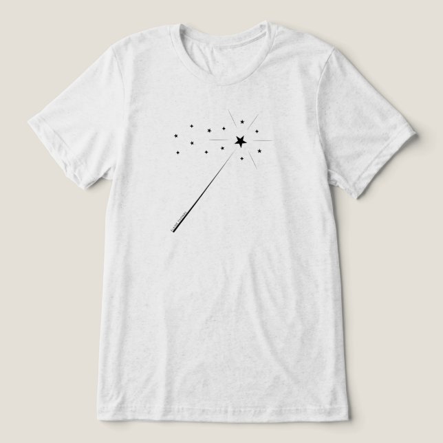 Magic Wand with Stars & Sparkles in Black Tri-Blend Shirt (Design Front)
