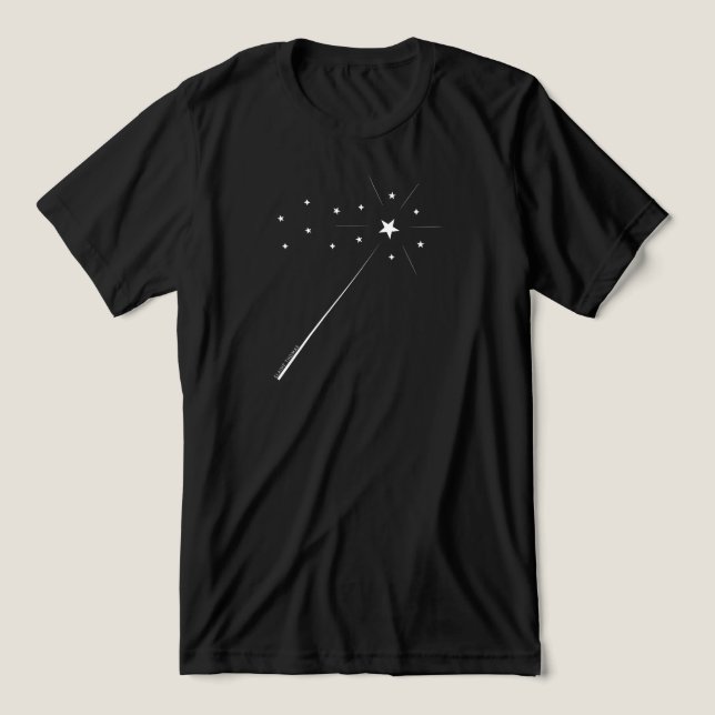 Magic Wand with Stars & Sparkles in White Tri-Blend Shirt (Design Front)