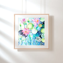 Magic Waterlilies Archival Art Print Ratio 1:1
