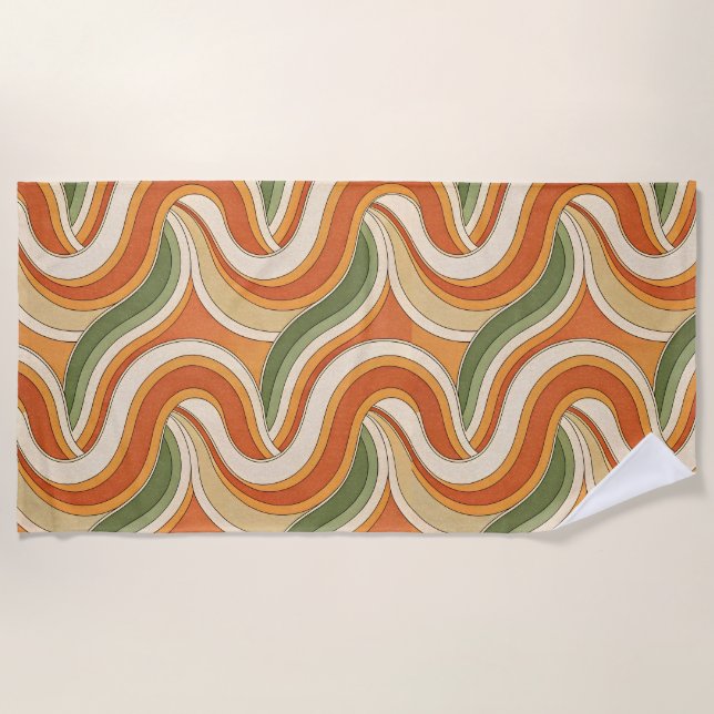 Magic Waves Pattern Beach Towel (Front)