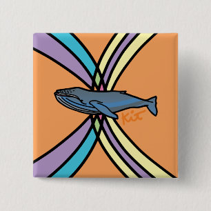 magic whale button. 2 inch square button