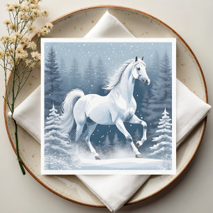 Magic White Winter Horse Napkin