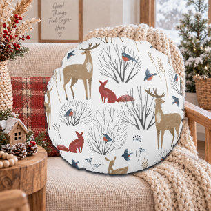 Magic Winter Wonderland Round Pillow