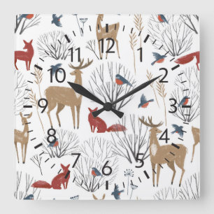 Magic Winter Wonderland Square Wall Clock