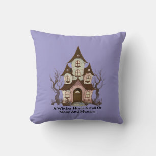Magic Witchy Woodland House Cottage Home Throw Pillow