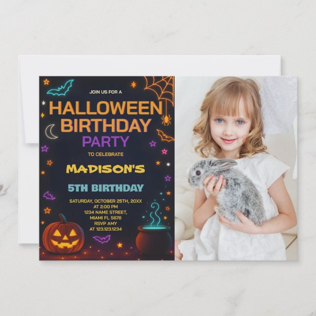 Magic & Wizard Halloween Birthday Invitation (Front)