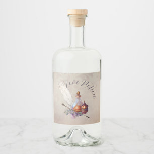 Magic Wizard Watercolor Love Potion  Liquor Bottle Label