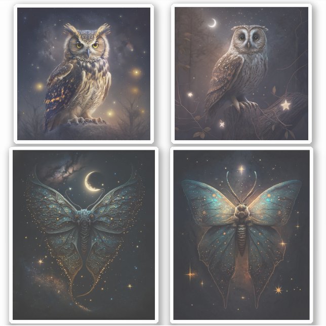 Magic woodland owl. Mystic night moth butterfly (Front)