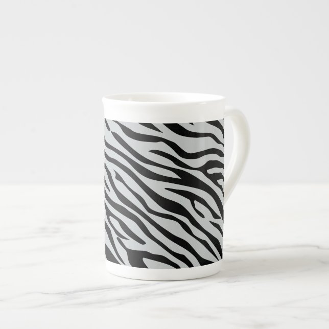 Magic Zebra Stripes Click to Customize Grey Colour Bone China Mug (Front Right)