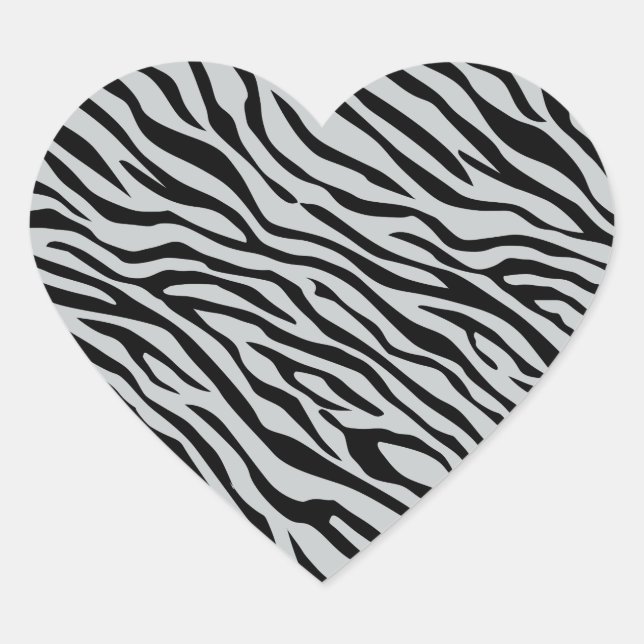 Magic Zebra Stripes Click to Customize Grey Colour Heart Sticker (Front)