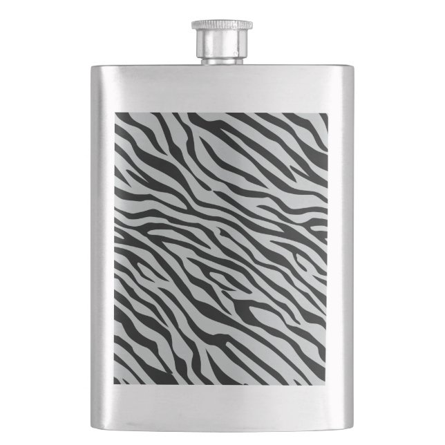 Magic Zebra Stripes Click to Customize Grey Colour Hip Flask (Front)