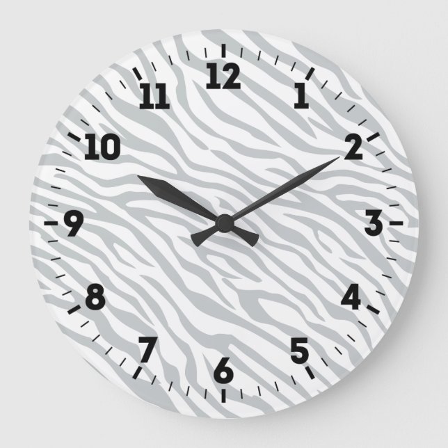 Magic Zebra Stripes Click to Customize Grey Colour Large Clock (Front)