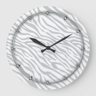Magic Zebra Stripes Click to Customize Grey Colour Large Clock