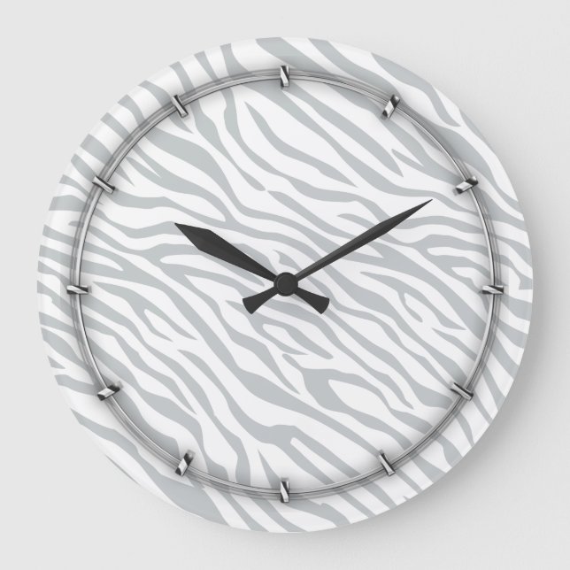 Magic Zebra Stripes Click to Customize Grey Colour Large Clock (Front)