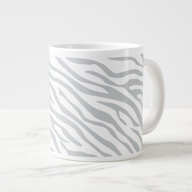 Magic Zebra Stripes Click to Customize Grey Colour Large Coffee Mug (Front Right)