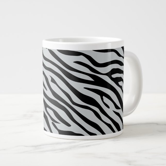Magic Zebra Stripes Click to Customize Grey Colour Large Coffee Mug (Front Right)