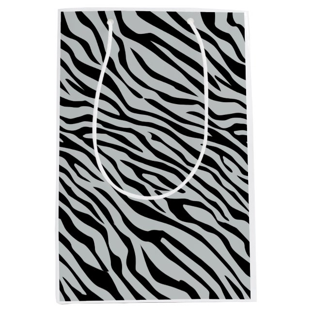 Magic Zebra Stripes Click to Customize Grey Colour Medium Gift Bag (Front)
