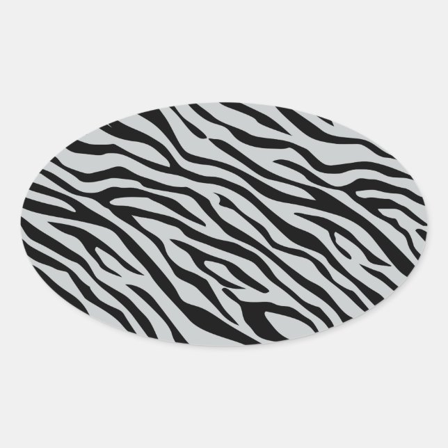 Magic Zebra Stripes Click to Customize Grey Colour Oval Sticker (Front)