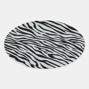 Magic Zebra Stripes Click to Customize Grey Colour Oval Sticker
