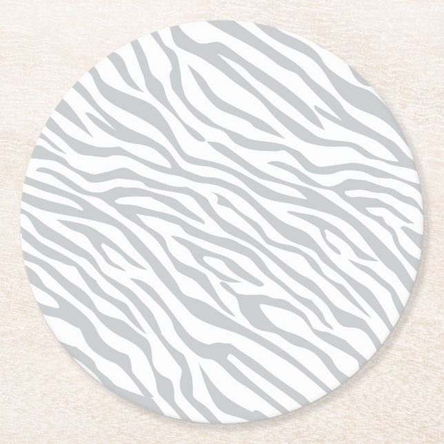 Magic Zebra Stripes Click to Customize Grey Colour Round Paper Coaster (Front)