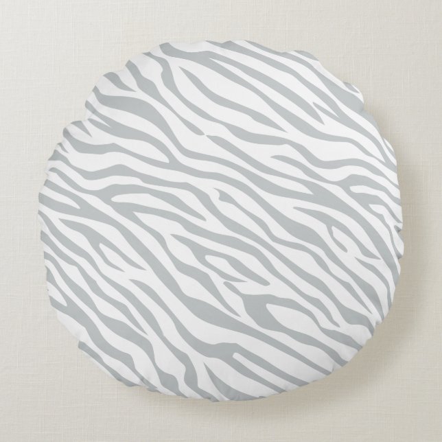 Magic Zebra Stripes Click to Customize Grey Colour Round Pillow (Front)