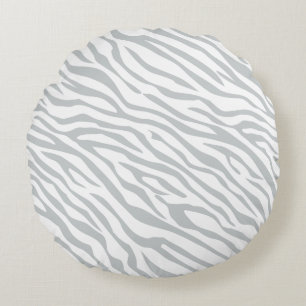 Magic Zebra Stripes Click to Customize Grey Colour Round Pillow