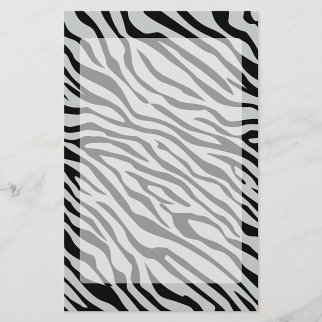 Magic Zebra Stripes Click to Customize Grey Colour Stationery (Front)