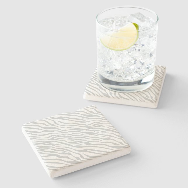 Magic Zebra Stripes Click to Customize Grey Colour Stone Coaster (Side)