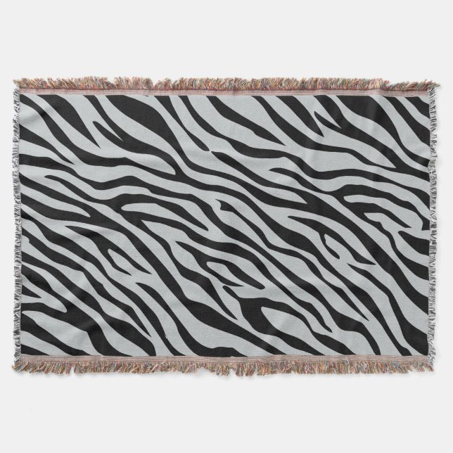 Magic Zebra Stripes Click to Customize Grey Colour Throw Blanket (Front)