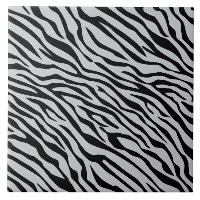 Magic Zebra Stripes Click to Customize Grey Colour Tile (Front)