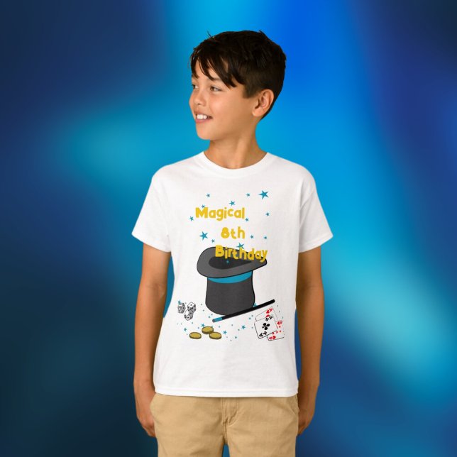 Magical 8th Birthday Theme Party T-Shirt (Magical 8th Birthday Theme Party T-Shirt, Birthday Child, Guest of Honor)