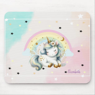 Magical Adorable Unicorn, Rainbow, Stars Mouse Pad