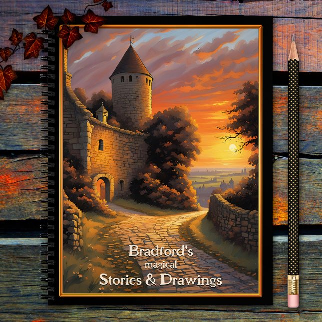 Magical Adventure Castle Story  Notebook (A colorful notebook featuring an illustration of a fairy tale castle at sunset - story book)